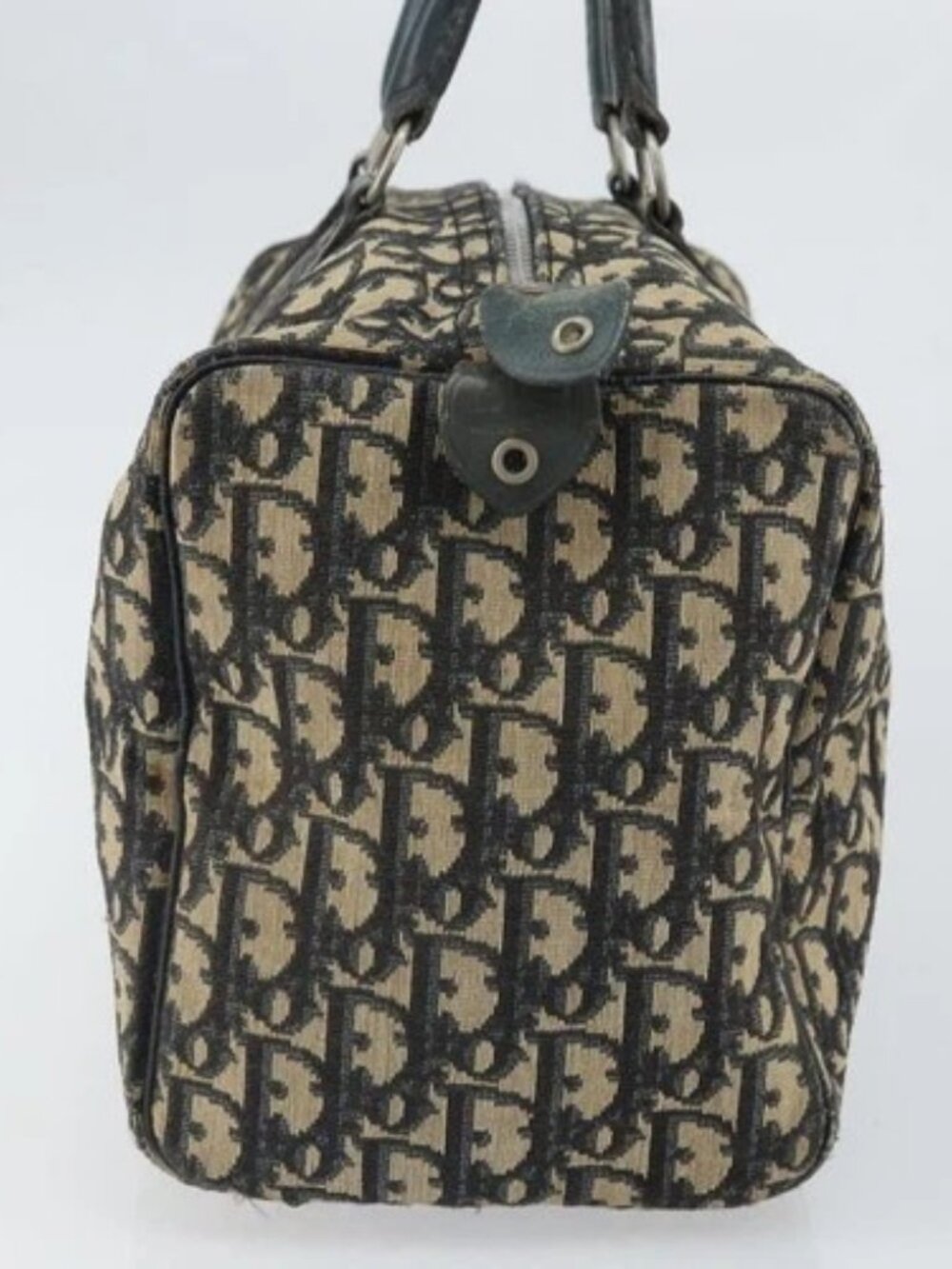 Christian Dior Trotter Canvas Boston Bag Navy Silver Auth 164140 - Picture 3 of 16